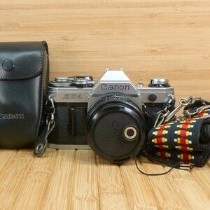 Canon AE-1 35mm Film Camera, with 50mm F1.8 FD Lens, Canon Speedlite 188A Flash